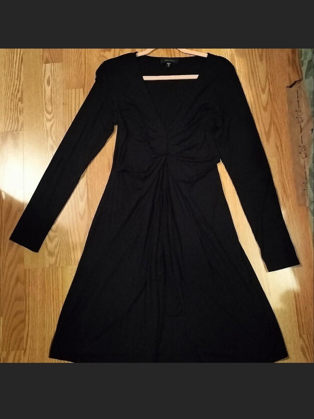 Karen Kane Black Long-Sleeve Twist-Front A-Line Dress